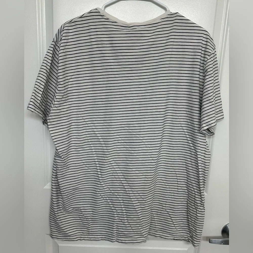 Magaschoni Man Striped Pocket Tee Shirt White Black Size L Soft Casual Top | - Picture 3 of 4